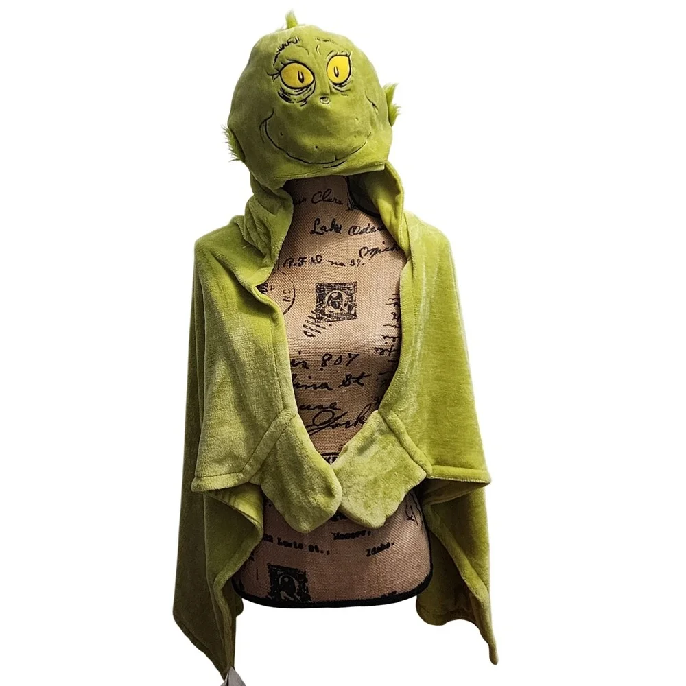 The‎ Grinch Hooded Blanket Wrap Dr. Seuss Kids Franco MFG Plush Throw